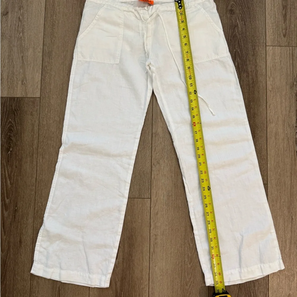 Juicy Couture Vintage Y2K White Linen Pants Low Rise Wide Leg Drawstring Small - Picture 8 of 9